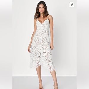 Lulu's One Wish White Lace Midi dress, size XS
